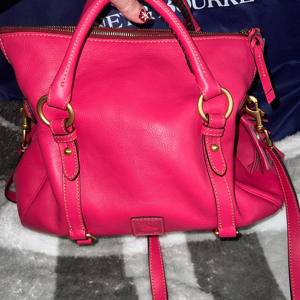 Dooney & Bourke extra large Fuchsia Leather Satchel & wallet set